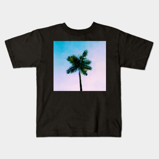 One green palm tree Kids T-Shirt by DigitPaint